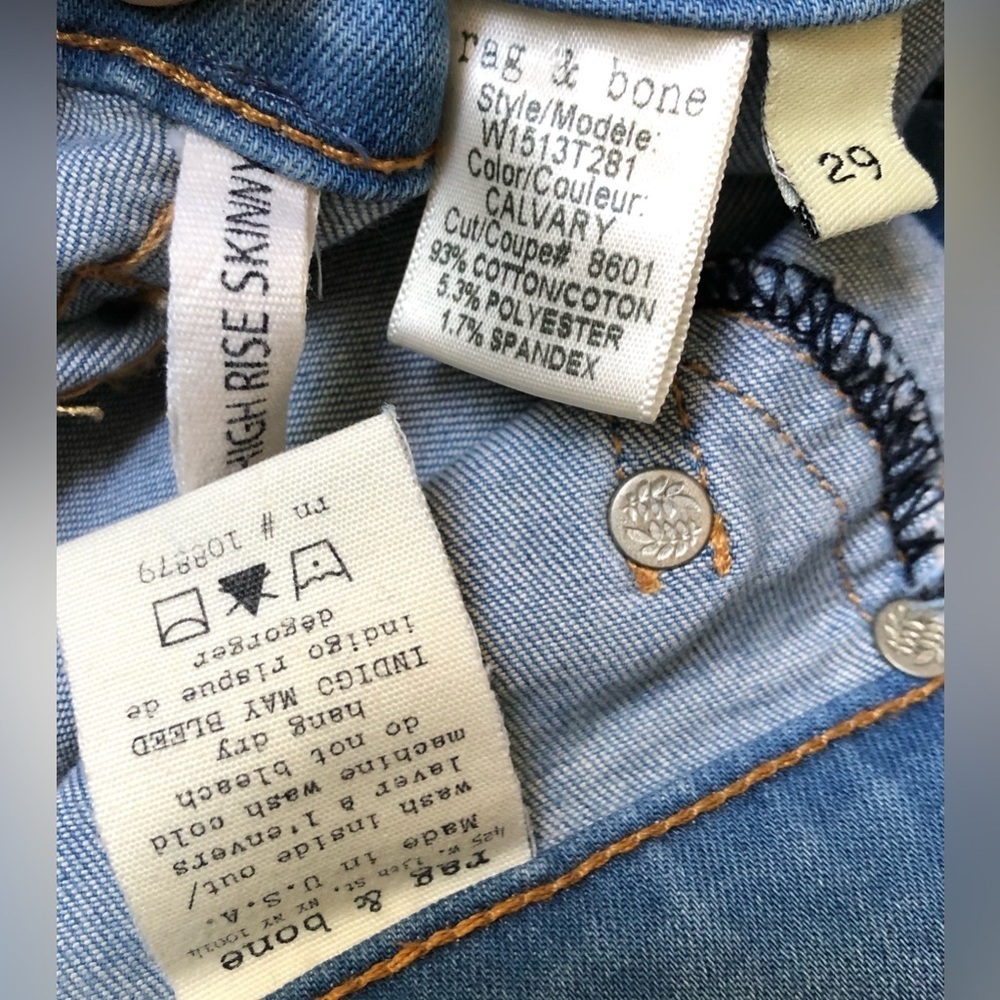 Rag & Bone High Rise Blue Jeans - Picture 9 of 10